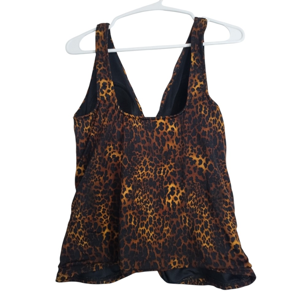 Miraclesuit Womens Leopard Print Ruched Tankini Top Brown Black‎ Size 12 66531 - Picture 2 of 4